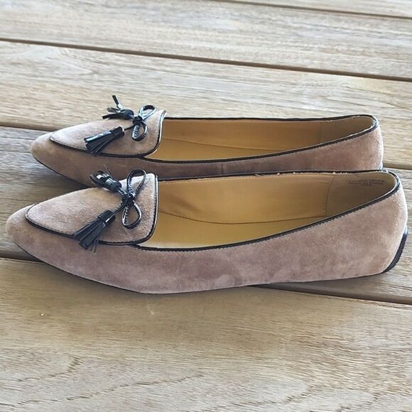 Talbot's Francesca Bow Suede Driving Flats in Fall Taupe - Picture 5 of 10